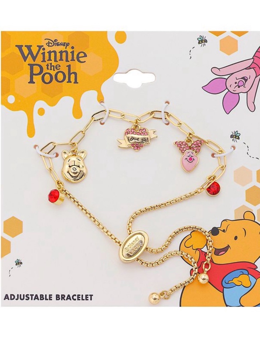Disney’s Winnie the Pooh & Piglet Gold Tone Bracelet with Charms Brand New